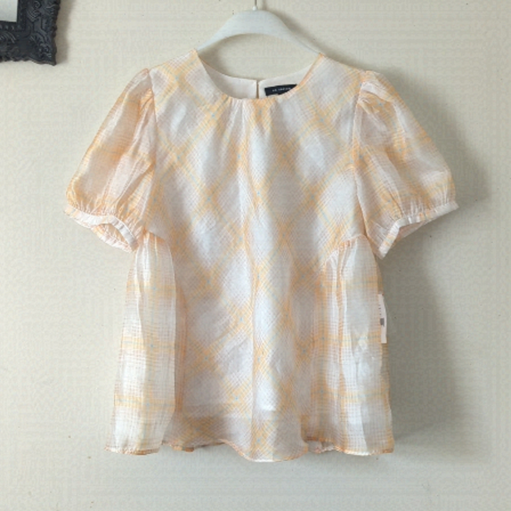 En Saison Yellow Plaid Top